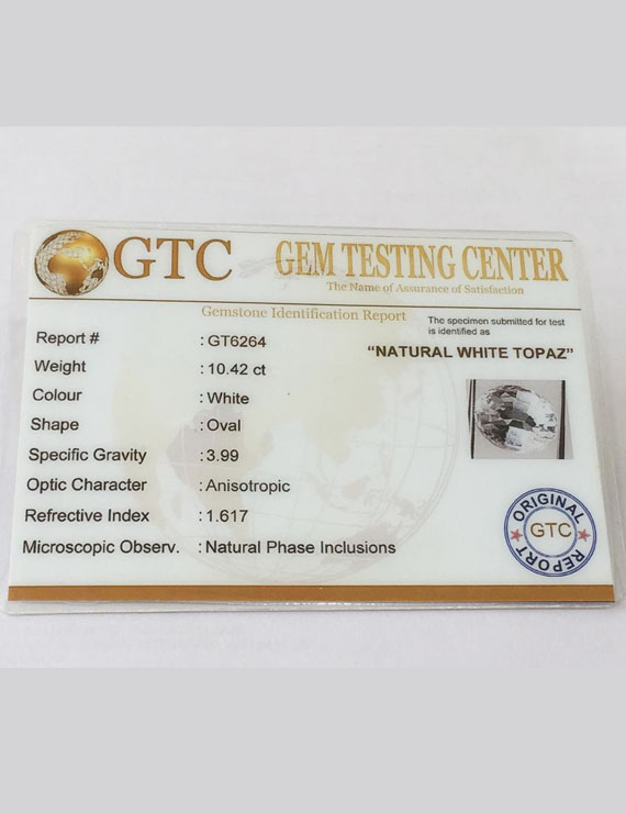 11.60 Ratti (10.42 ct) Natural Certified White Topaz